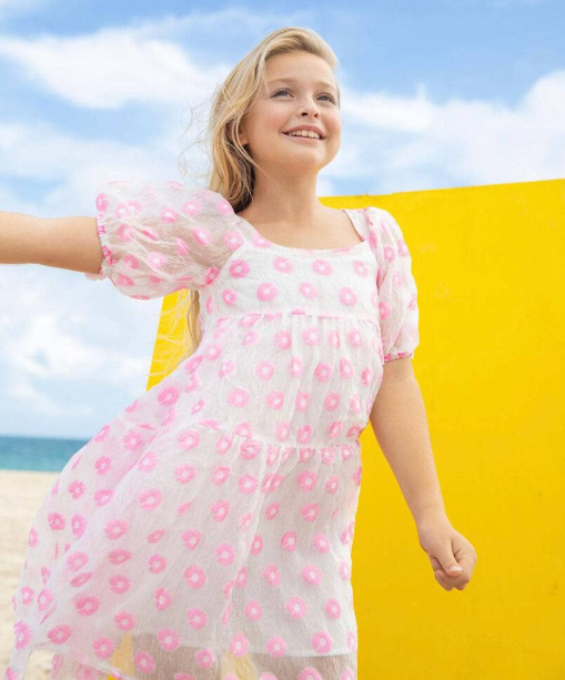 Pink Daisy Poof Dress - The Yellow Canary