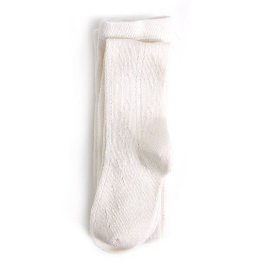 Fancy Knit Tights | Ivory - The Yellow Canary