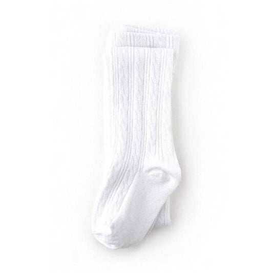 Cable Knit Tights | White - The Yellow Canary