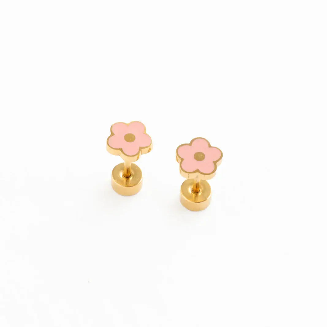 Earrings | Petite Flower Pink - The Yellow Canary