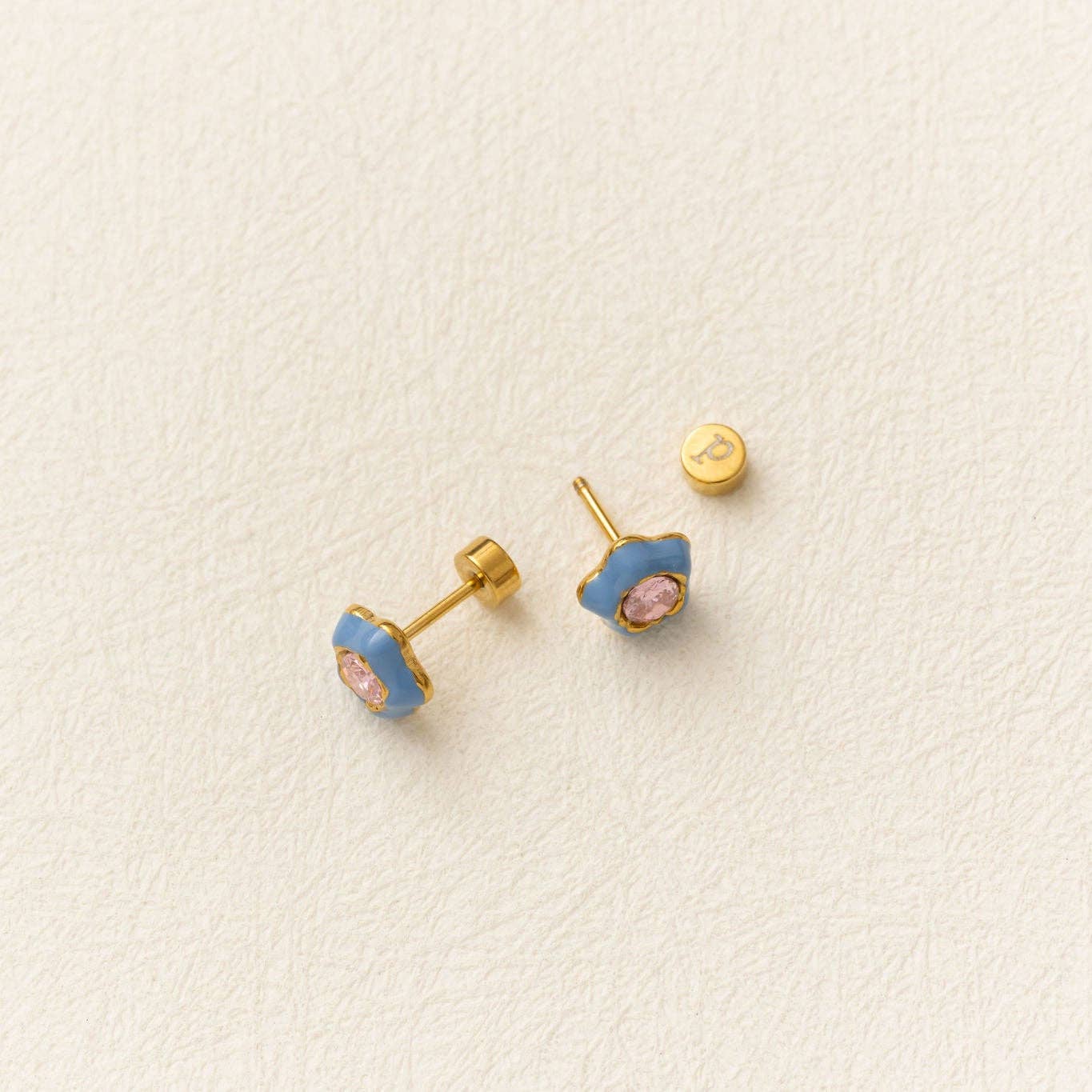 Earrings | Flower Enamel Gemstone - The Yellow Canary