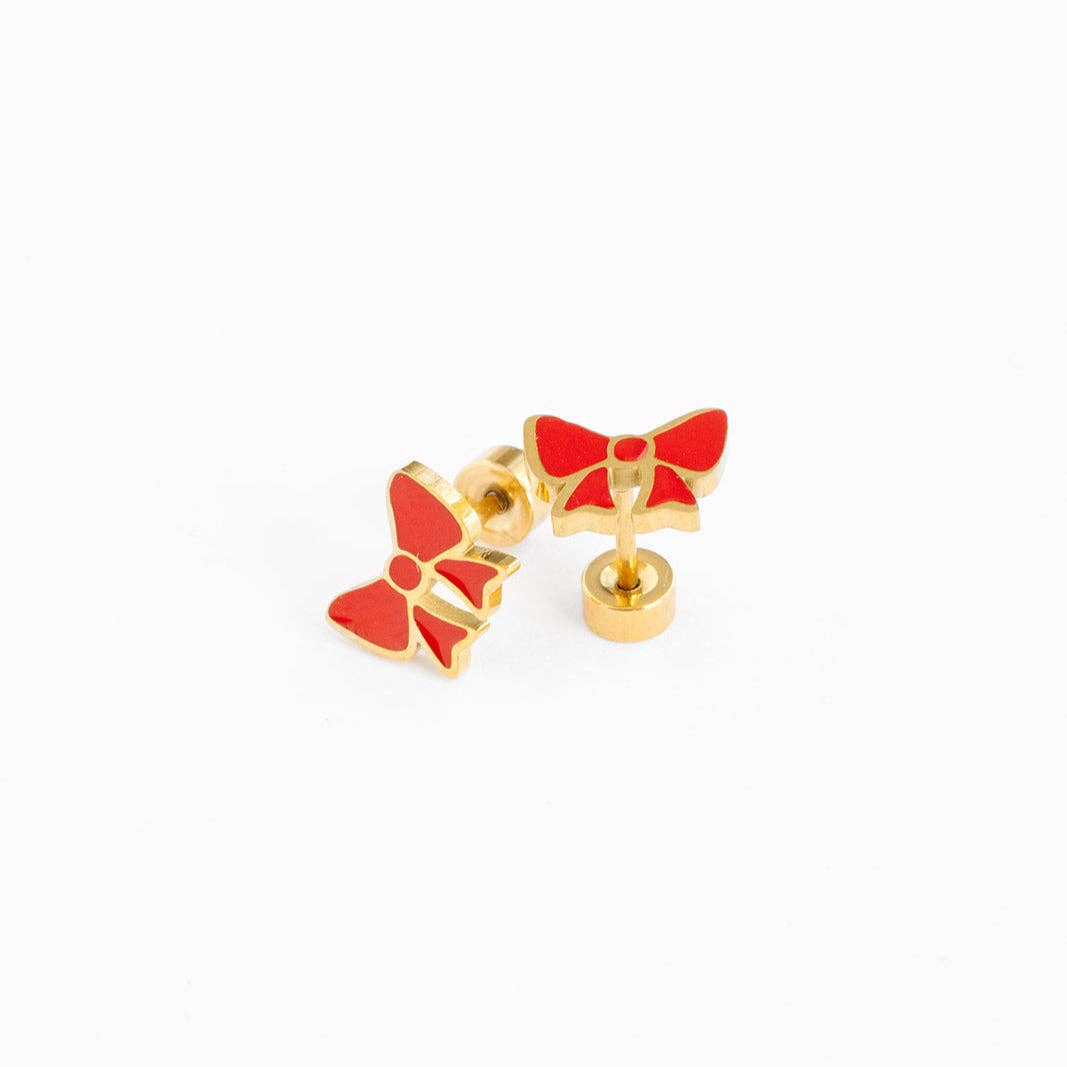 Earrings | Red Bow Stud - The Yellow Canary