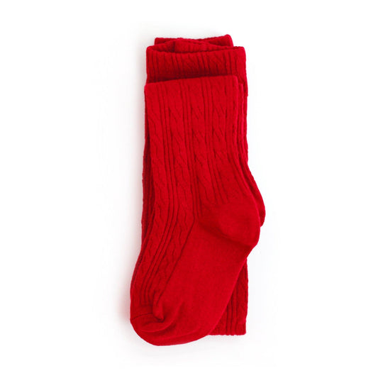 Cable Knit Tights | Bright Red - The Yellow Canary