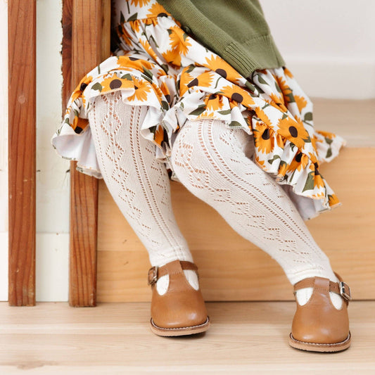 Fancy Knit Tights | Ivory - The Yellow Canary