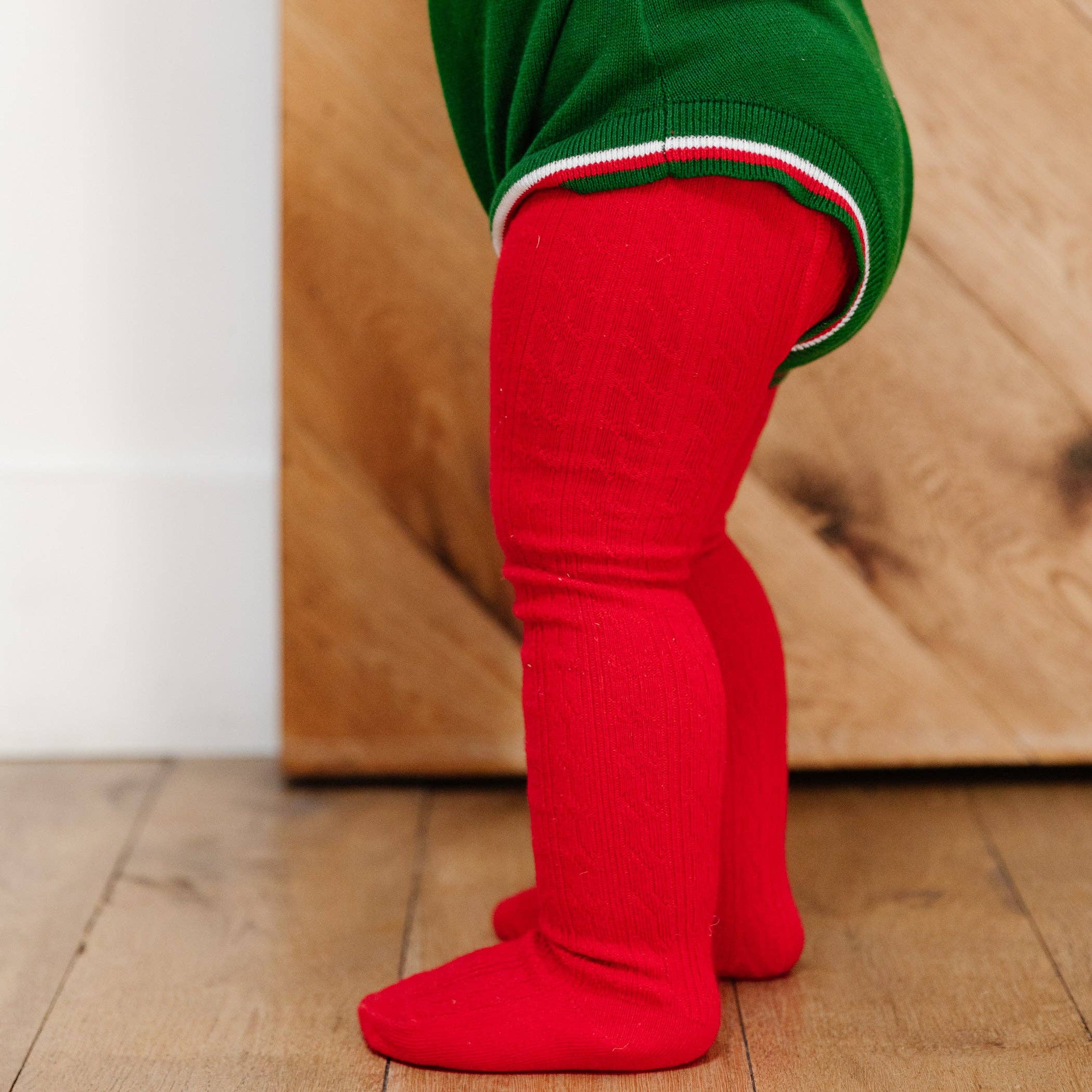 Cable Knit Tights | Bright Red