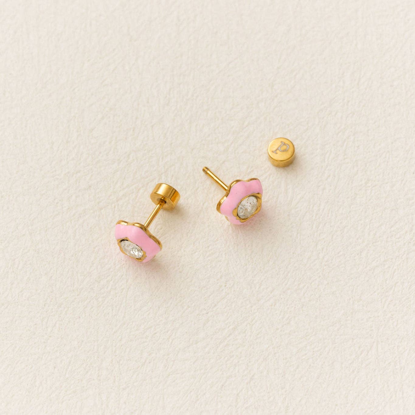 Earrings | Flower Enamel Gemstone - The Yellow Canary