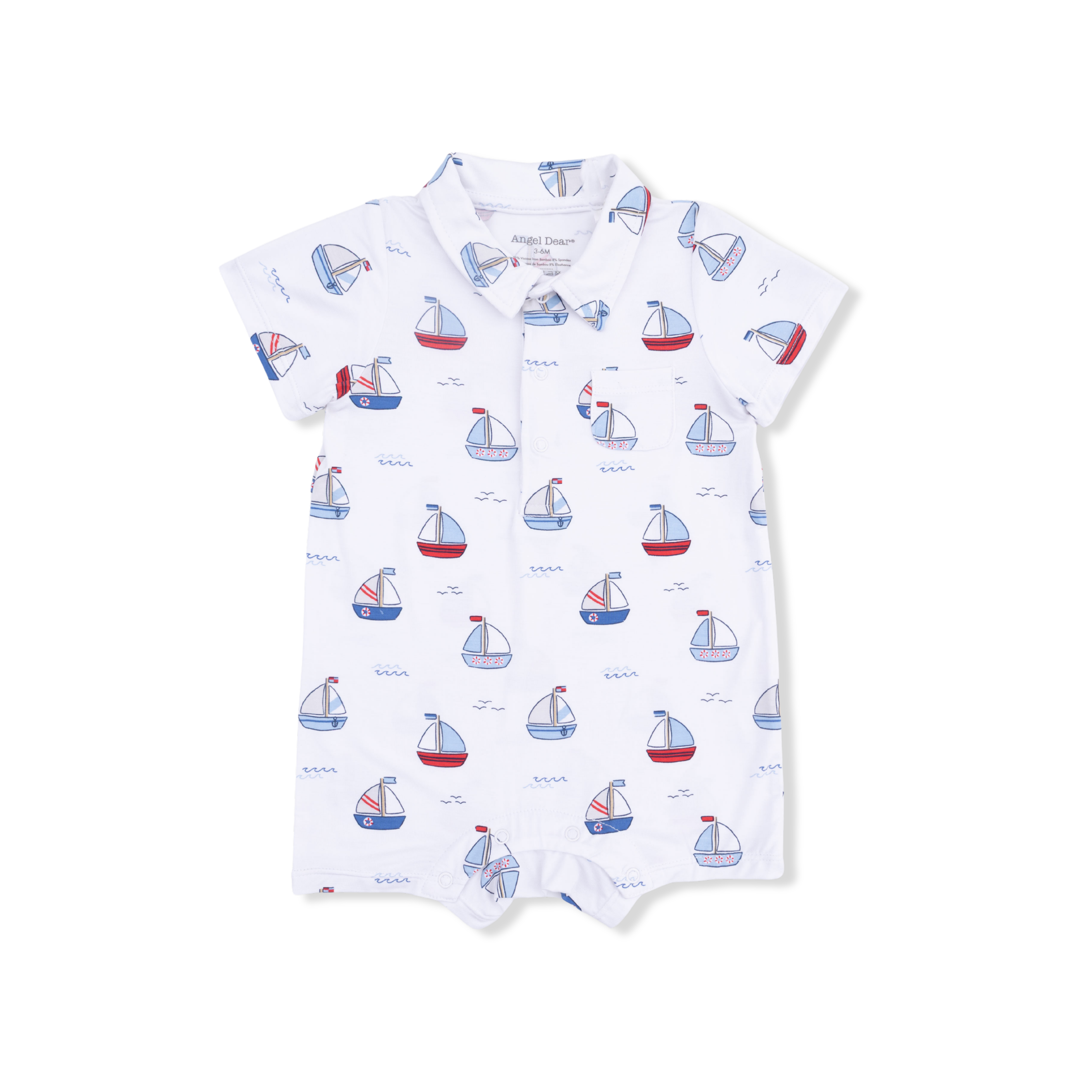 Polo Shortie | Bubbly Sailboats Blue - The Yellow Canary