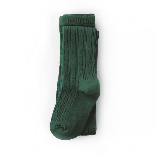 Cable Knit Tights | Forest Green - The Yellow Canary