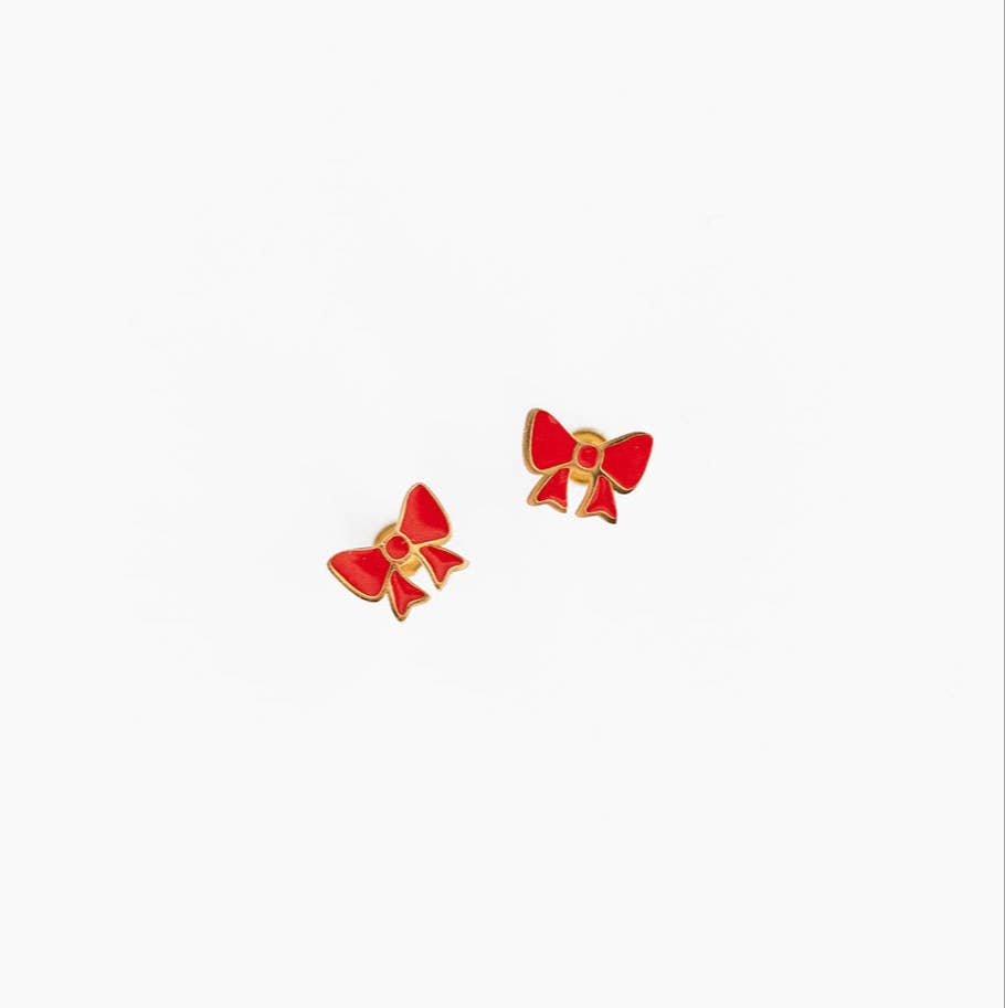 Earrings | Red Bow Stud - The Yellow Canary