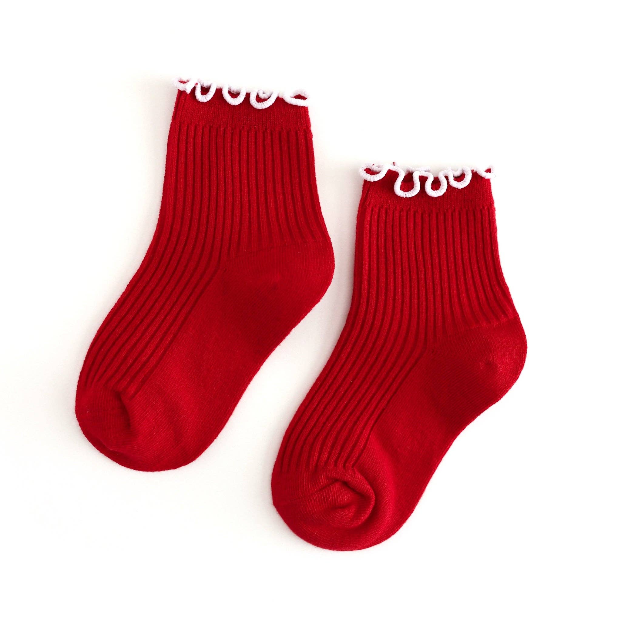 Ribbed Midi Socks | Red