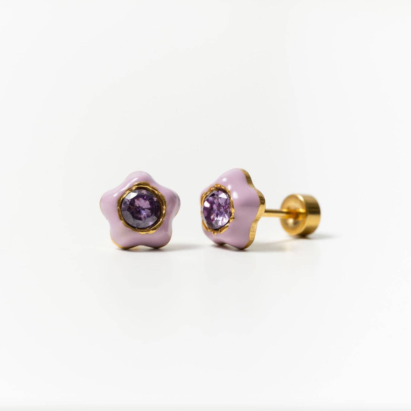 Earrings | Flower Enamel Gemstone - The Yellow Canary