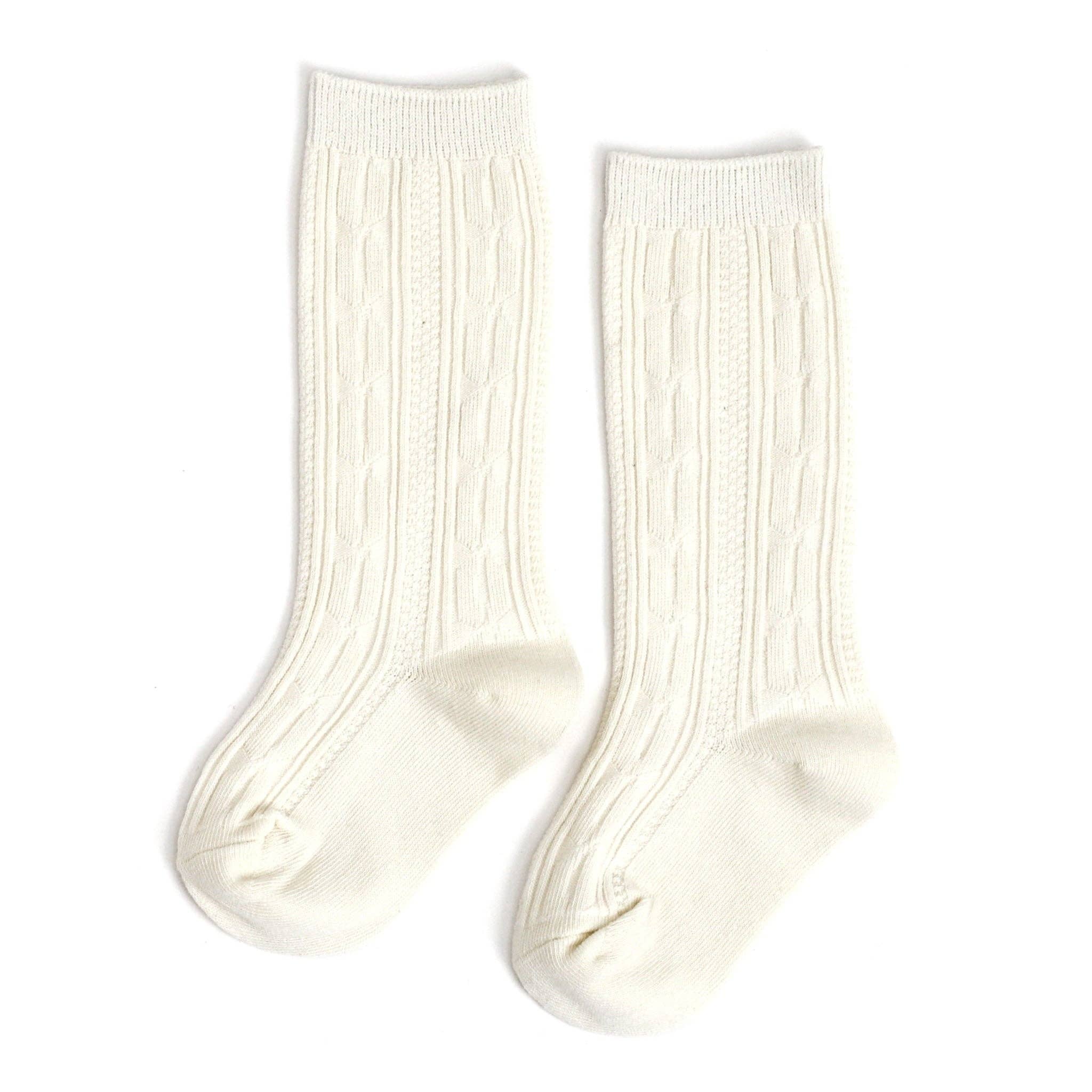 Cable Knit Knee High Socks | Ivory