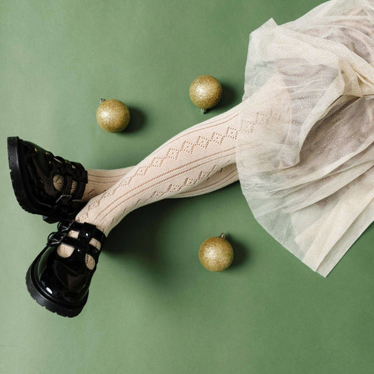 Fancy Knit Tights | Vanilla - The Yellow Canary