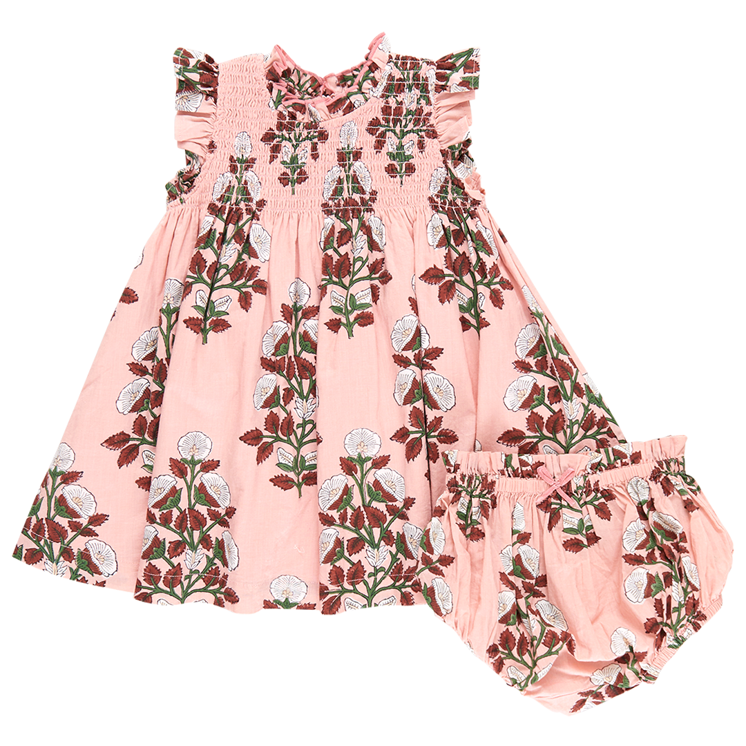 BABY GIRLS STEVIE DRESS SET | PINK BOUQUET FLORAL