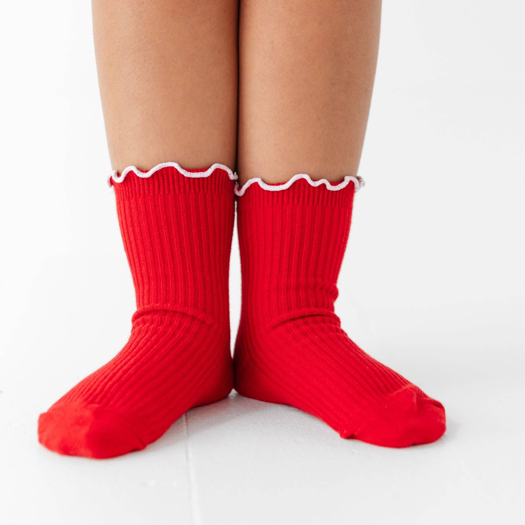 Ribbed Midi Socks | Red