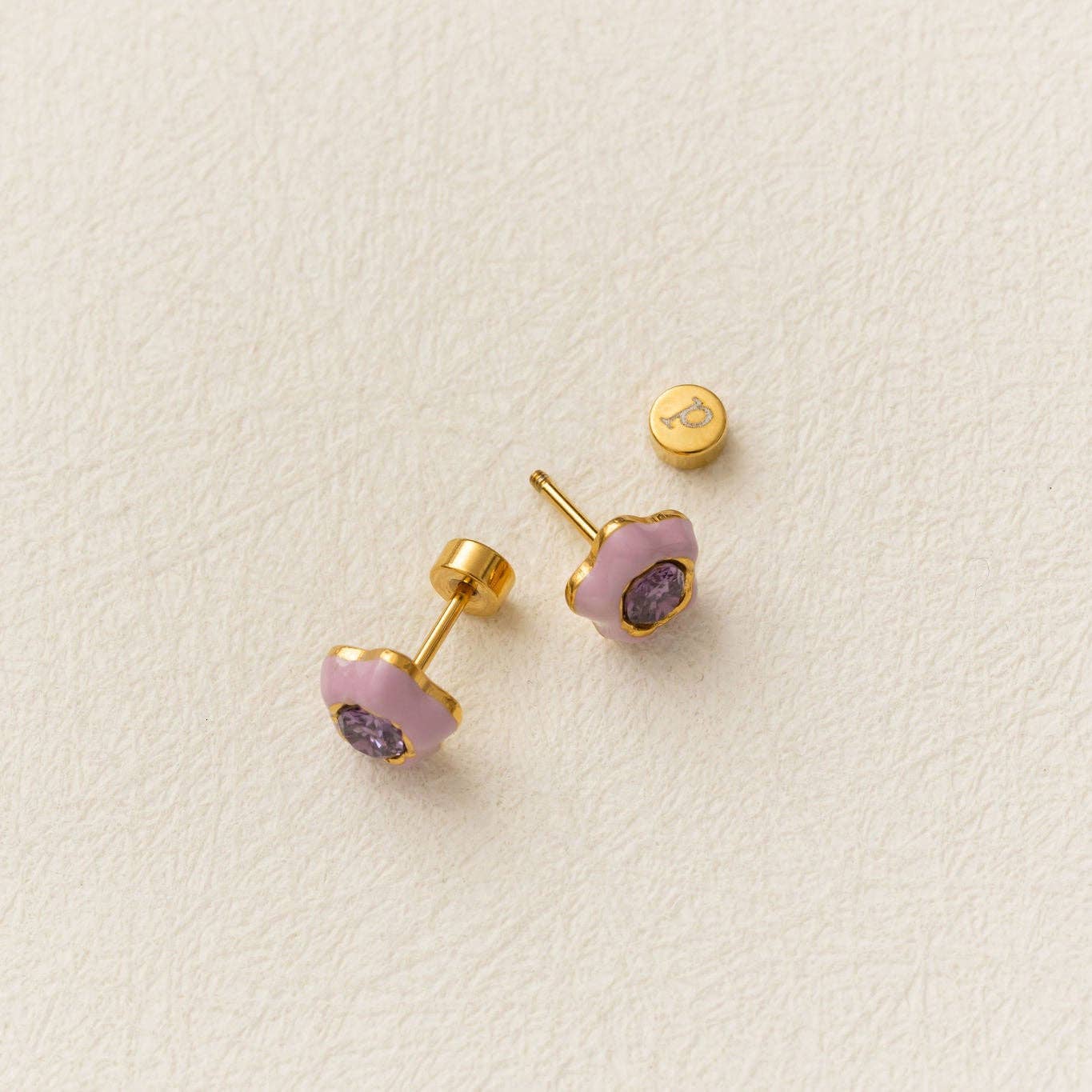 Earrings | Flower Enamel Gemstone - The Yellow Canary