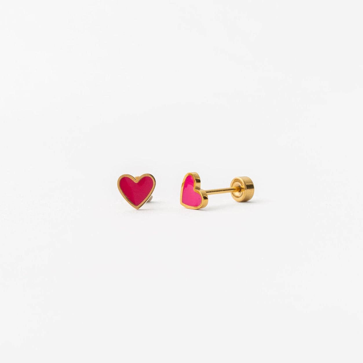 Earrings | Neon Pink Enamel Heart - The Yellow Canary