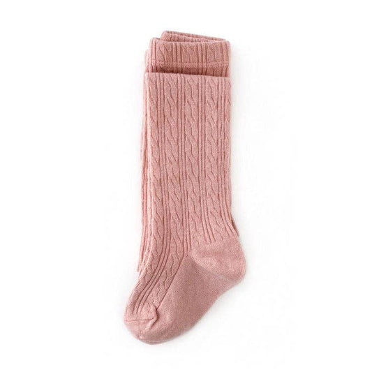 Cable Knit Tights | Blush Pink - The Yellow Canary