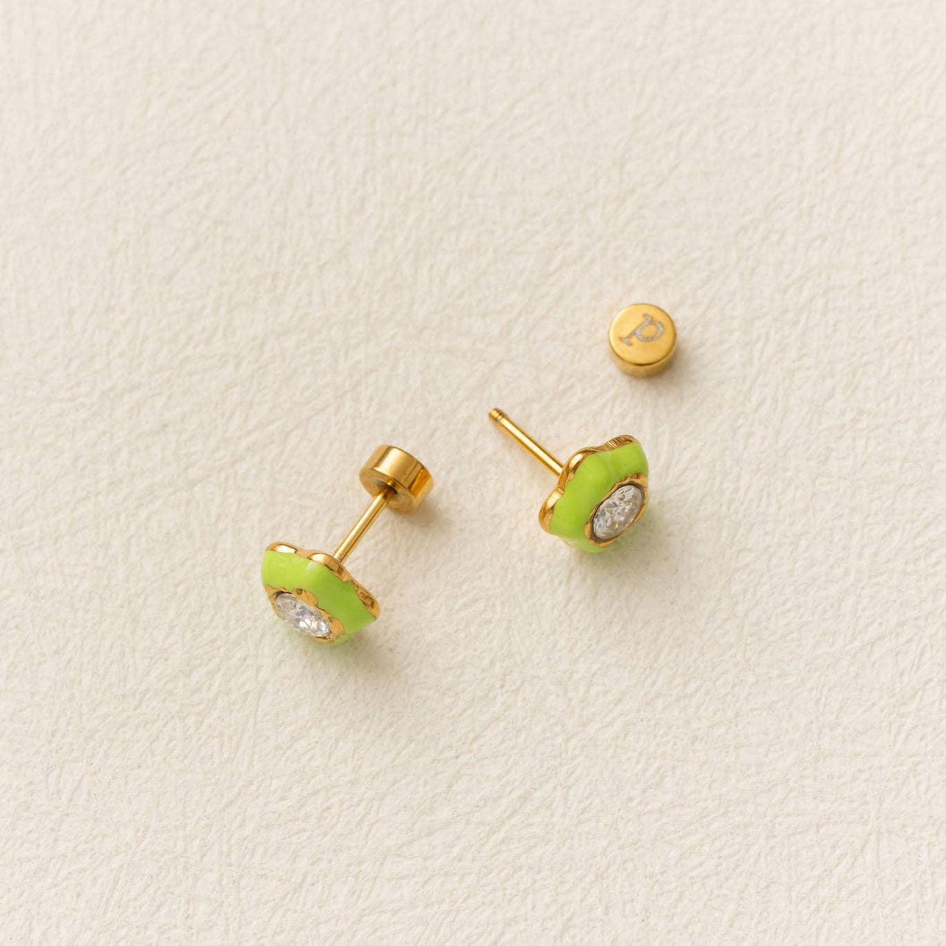 Earrings | Flower Enamel Gemstone - The Yellow Canary