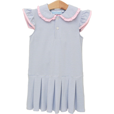 Camilla Dress | Dusty Blue Stripe - The Yellow Canary