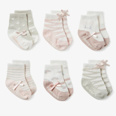 PINK MARY JANE NON SLIP SOCKS 6PK - The Yellow Canary