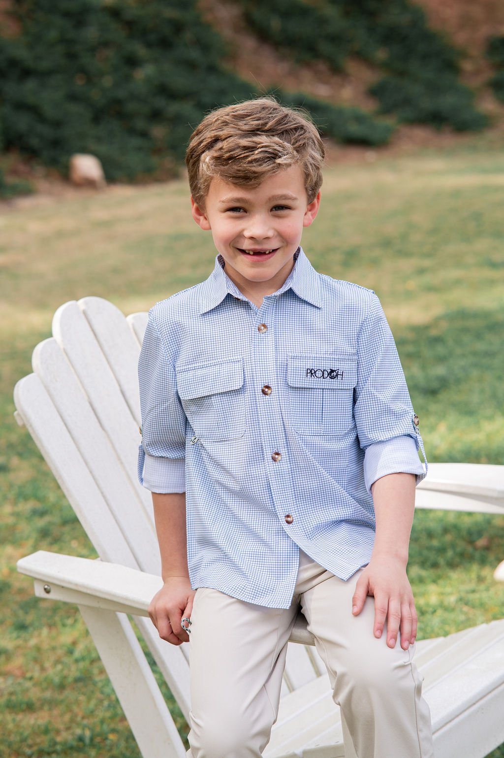LS Fishing Shirt | Navy Peony Surfside Plaid