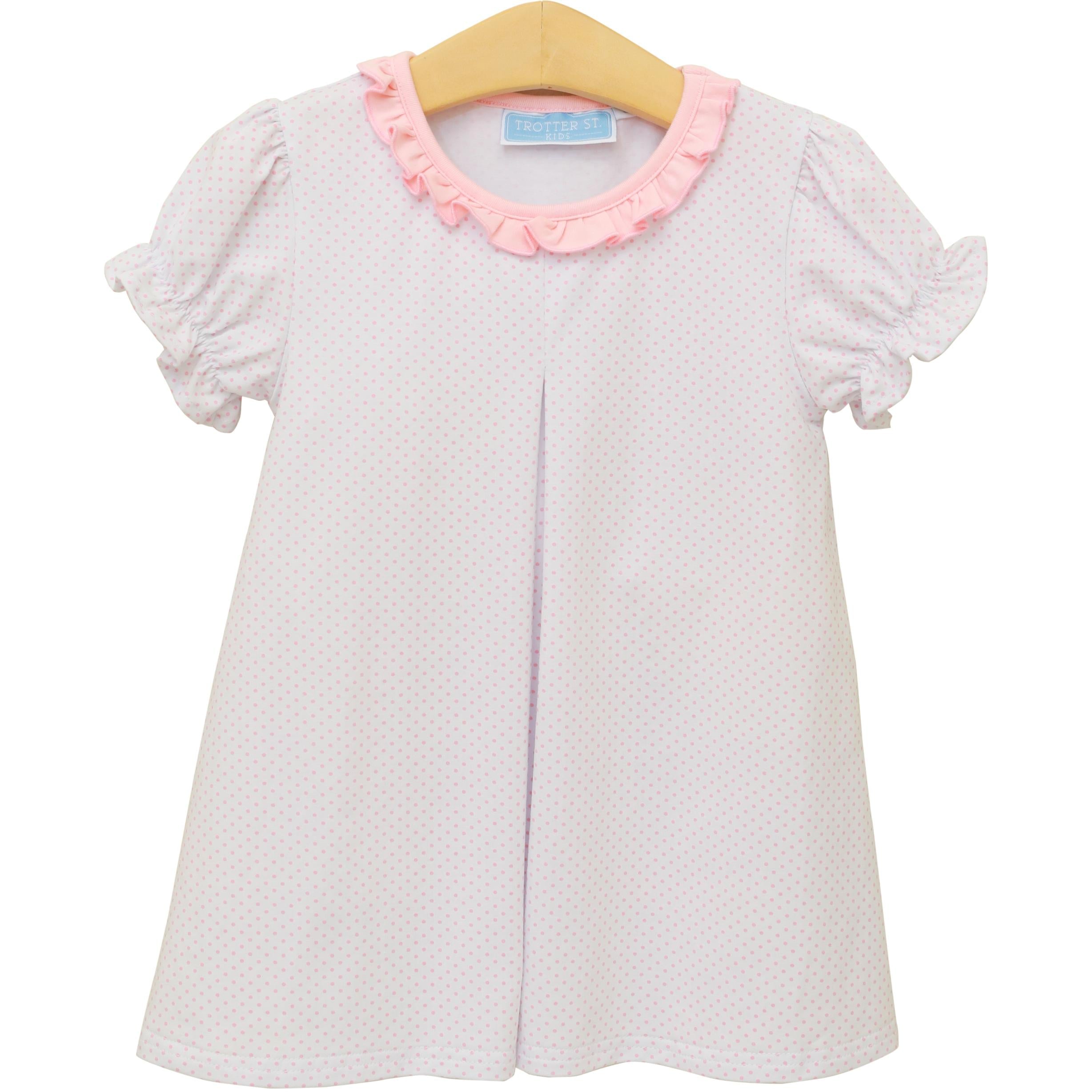Harriet Dress | Lt Pink Bitty Dot - The Yellow Canary