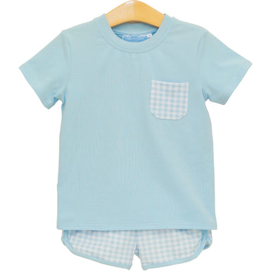 Madden Short Set | Lt Blue Gingham - The Yellow Canary