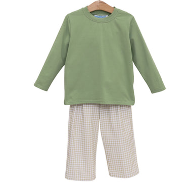Miller Pants Set | Khaki Gingham - The Yellow Canary