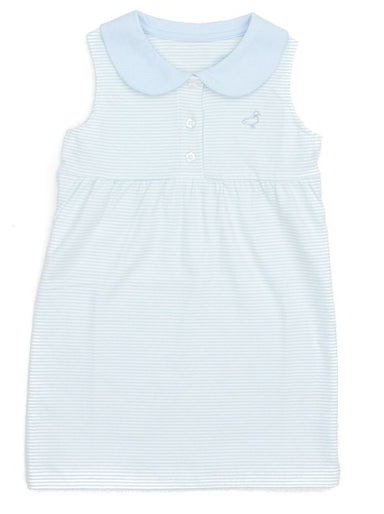 Girls Jackson Stripe Dress | Powder Blue - The Yellow Canary