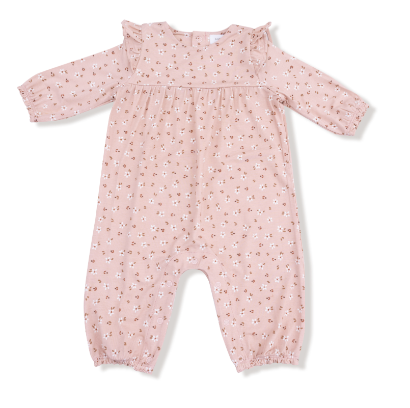 Carrie Floral Pink | Ruffle Sleeve Romper