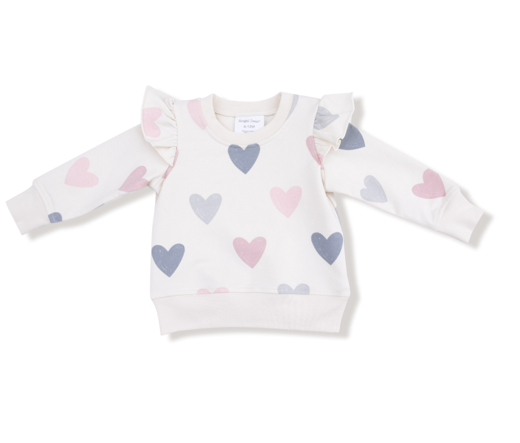 French Terry | Ruffle Sweatshirt with Hearts