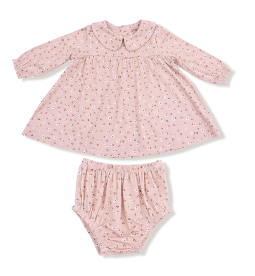 Carrie Floral Pink | Peter Pan Collar Bubble Set