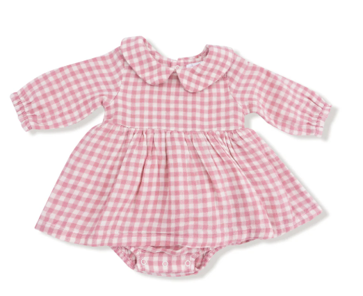 Rose Pink Plaid | Peter Pan Collar Bubble Set