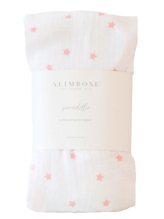 Muslin Swaddle | Pink Stars