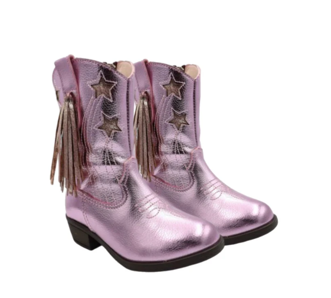 Sparkle Step Boots | Metallic Pink