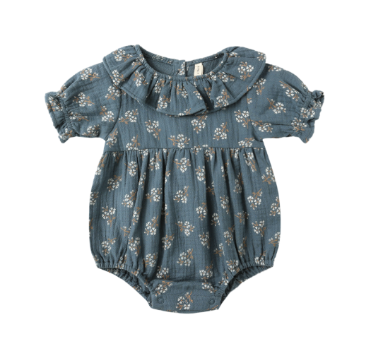 Collared Romper | Blue Floral