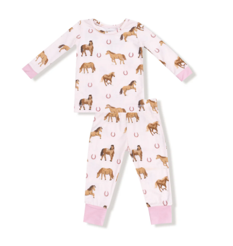 Horses | LS Loungewear Set | Pink