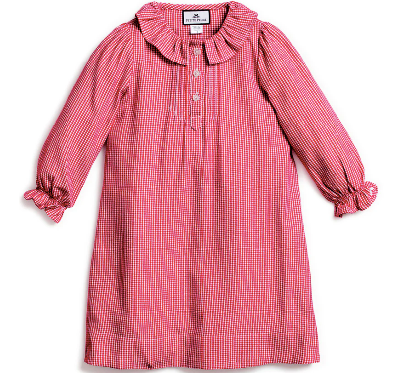 Flannel Victoria Nightgown | Red Mini Gingham