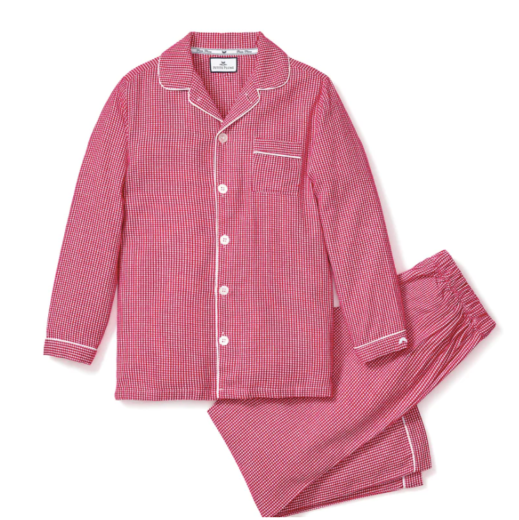 Flannel Pajama Set | Red Mini Gingham