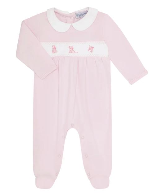 Embroidery Footie | Pink Puppy Love