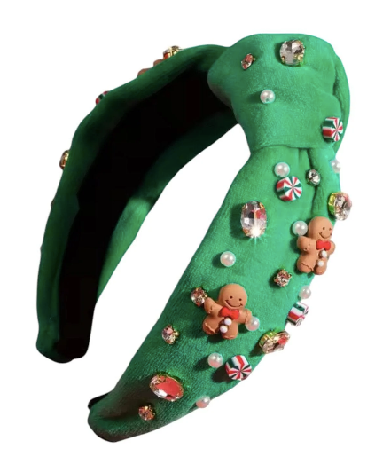 Headband | Gingerbread & Pearl | Green