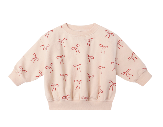 Relaxed Fleece Sweatshirt | Red Bows