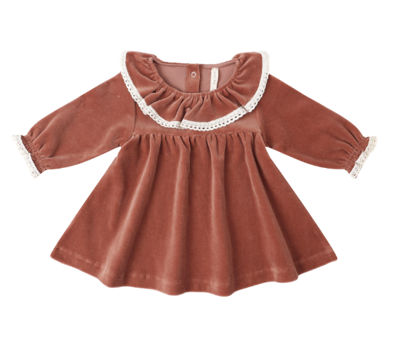 Velour Baby Dress | Cranberry