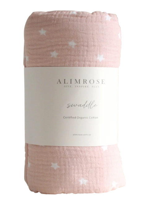 Muslin Swaddle | Pink Starry Night