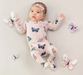 Zippered Footie | Blush Butterfly - The Yellow Canary