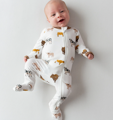 Zippered Footie | Moo - The Yellow Canary