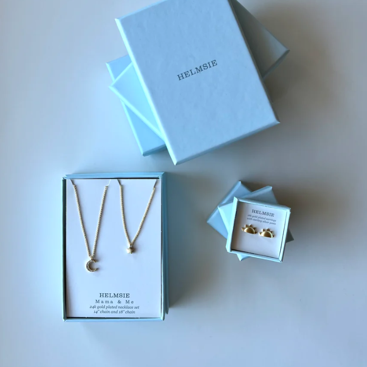 Mama & Me Moon and Star Necklace Set