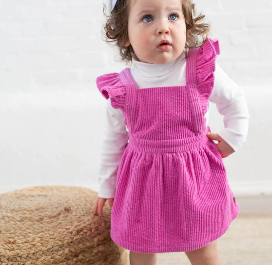 Poppy Corduroy Pinafore | Super Pink