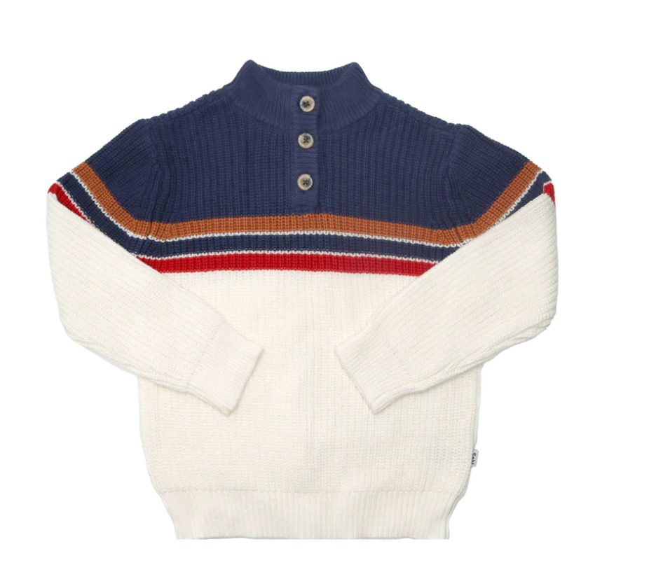Harrison Stripe Sweater | Indigo/Egret